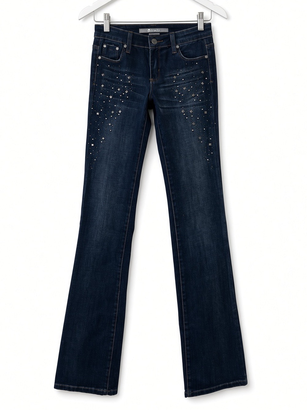 Tractr Embellished Boot Cut Low Rise Jeans Indigo Blue 25 NWT